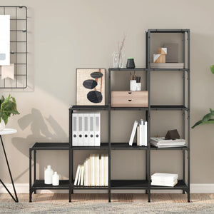 vidaXL Bookcase Black 122x30x132 cm Engineered Wood and Metal