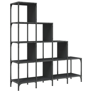 vidaXL Bookcase Black 122x30x132 cm Engineered Wood and Metal