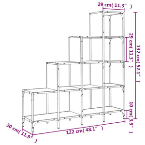 vidaXL Bookcase Black 122x30x132 cm Engineered Wood and Metal