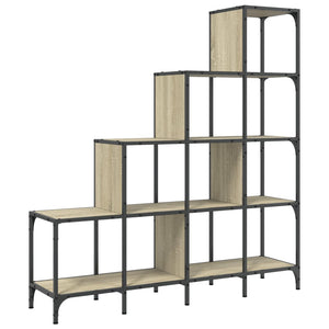 vidaXL Bookcase Sonoma Oak 122x30x132 cm Engineered Wood and Metal