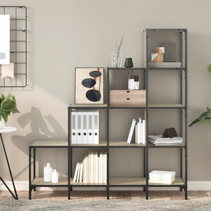 vidaXL Bookcase Sonoma Oak 122x30x132 cm Engineered Wood and Metal