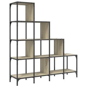 vidaXL Bookcase Sonoma Oak 122x30x132 cm Engineered Wood and Metal