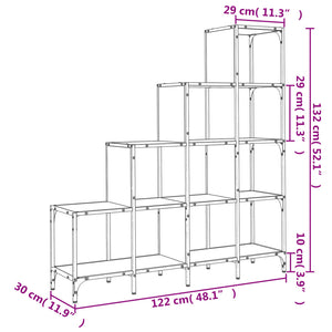 vidaXL Bookcase Sonoma Oak 122x30x132 cm Engineered Wood and Metal