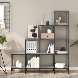 vidaXL Bookcase Grey Sonoma 122x30x132 cm Engineered Wood and Metal