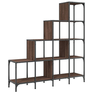 vidaXL Bookcase Brown Oak 122x30x132 cm Engineered Wood and Metal