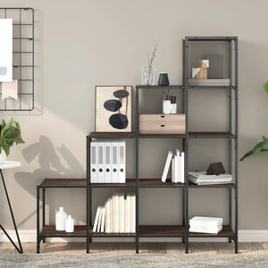 vidaXL Bookcase Brown Oak 122x30x132 cm Engineered Wood and Metal