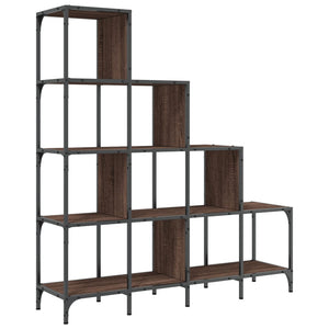 vidaXL Bookcase Brown Oak 122x30x132 cm Engineered Wood and Metal