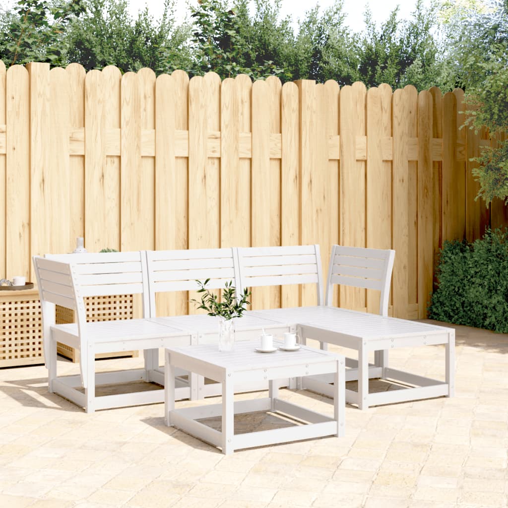 vidaXL 4 Piece Garden Lounge Set White Solid Wood Pine