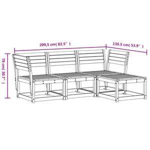 vidaXL 4 Piece Garden Lounge Set Wax Brown Solid Wood Pine