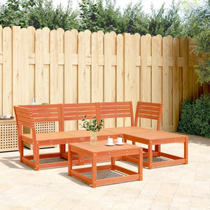 vidaXL 4 Piece Garden Lounge Set Wax Brown Solid Wood Pine