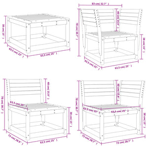 vidaXL 5 Piece Garden Lounge Set White Solid Wood Pine