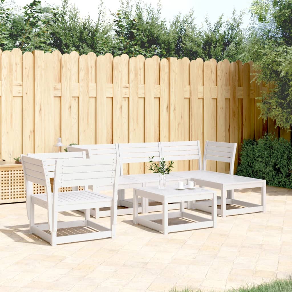 vidaXL 5 Piece Garden Lounge Set White Solid Wood Pine