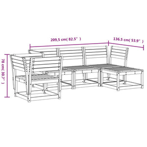 vidaXL 5 Piece Garden Lounge Set Wax Brown Solid Wood Pine