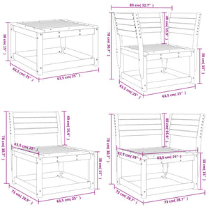 vidaXL 5 Piece Garden Lounge Set Wax Brown Solid Wood Pine