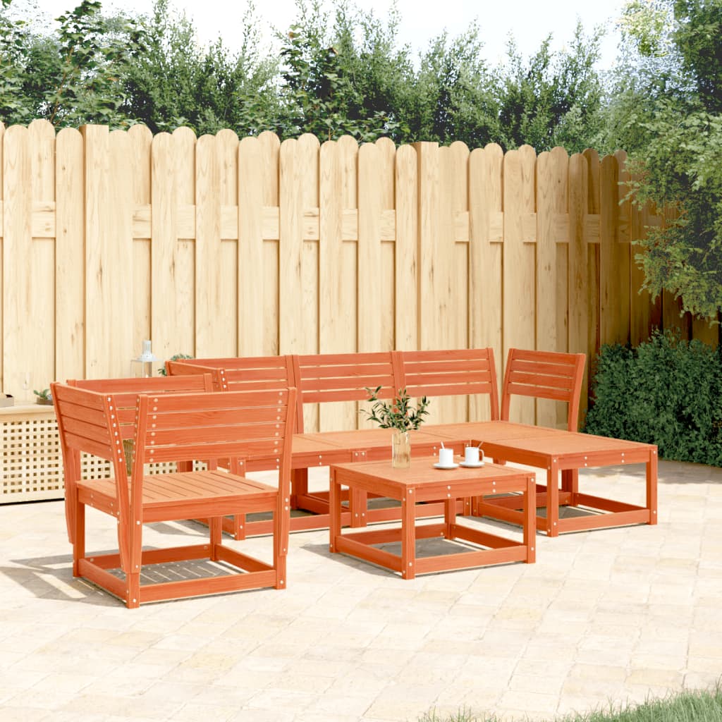 vidaXL 5 Piece Garden Lounge Set Wax Brown Solid Wood Pine