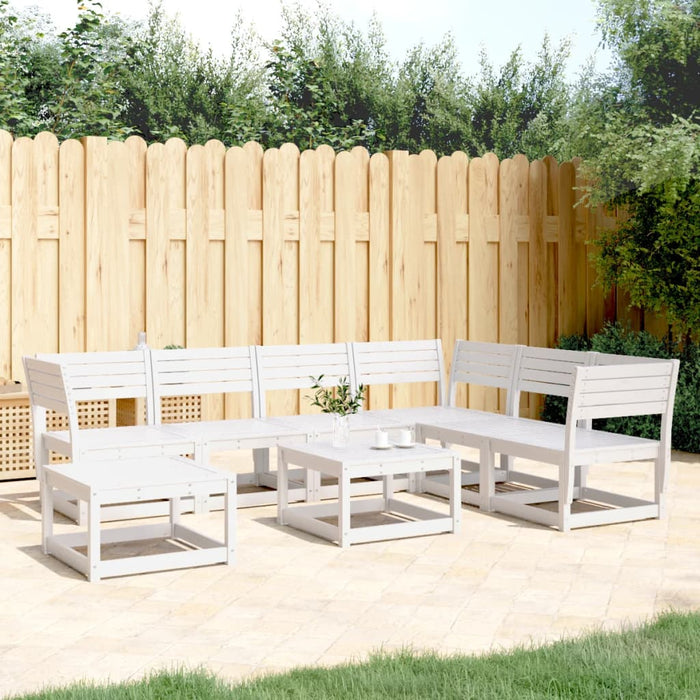 vidaXL 7 Piece Garden Lounge Set White Solid Wood Pine