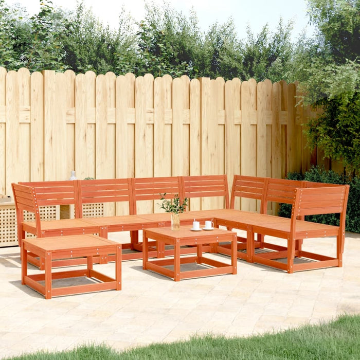 vidaXL 7 Piece Garden Lounge Set Wax Brown Solid Wood Pine