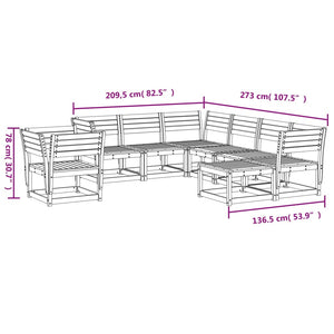 vidaXL 8 Piece Garden Lounge Set White Solid Wood Pine