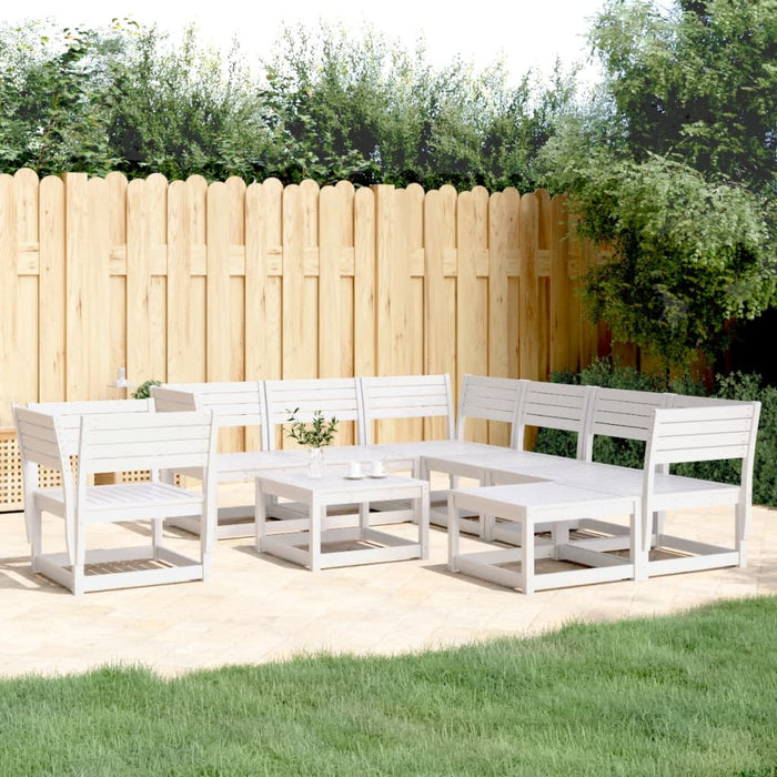 vidaXL 8 Piece Garden Lounge Set White Solid Wood Pine