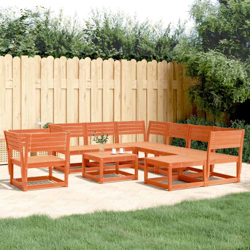 vidaXL 8 Piece Garden Lounge Set Wax Brown Solid Wood Pine