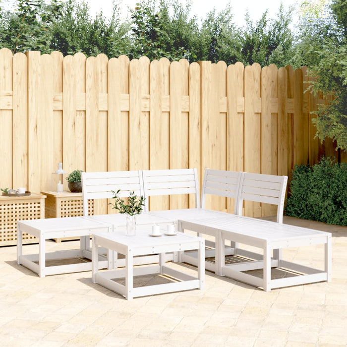 vidaXL 5 Piece Garden Sofa Set White Solid Wood Pine