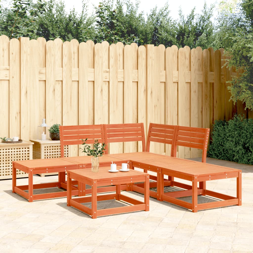 vidaXL 5 Piece Garden Sofa Set Wax Brown Solid Wood Pine