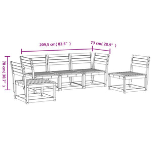 vidaXL 5 Piece Garden Sofa Set White Solid Wood Pine