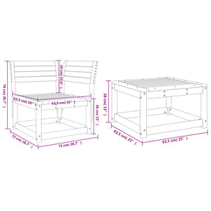 vidaXL 3 Piece Garden Sofa Set Solid Wood Pine