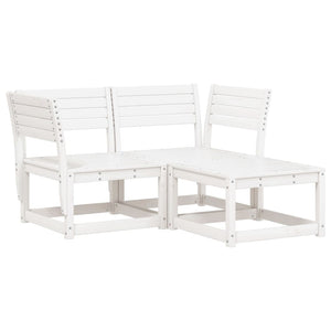 vidaXL 3 Piece Garden Sofa Set White Solid Wood Pine