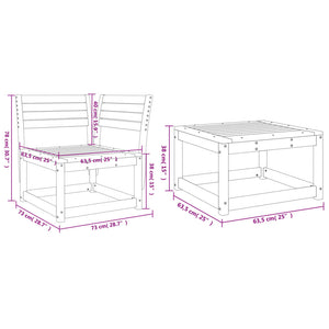 vidaXL 3 Piece Garden Sofa Set White Solid Wood Pine