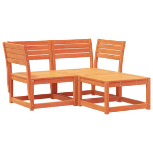 vidaXL 3 Piece Garden Sofa Set Wax Brown Solid Wood Pine