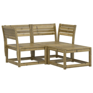 vidaXL 3 Piece Garden Sofa Set Impregnated Wood Pine