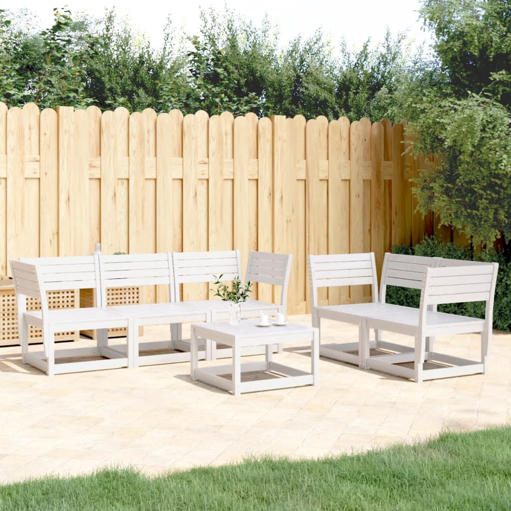 vidaXL 5 Piece Garden Sofa Set White Solid Wood Pine