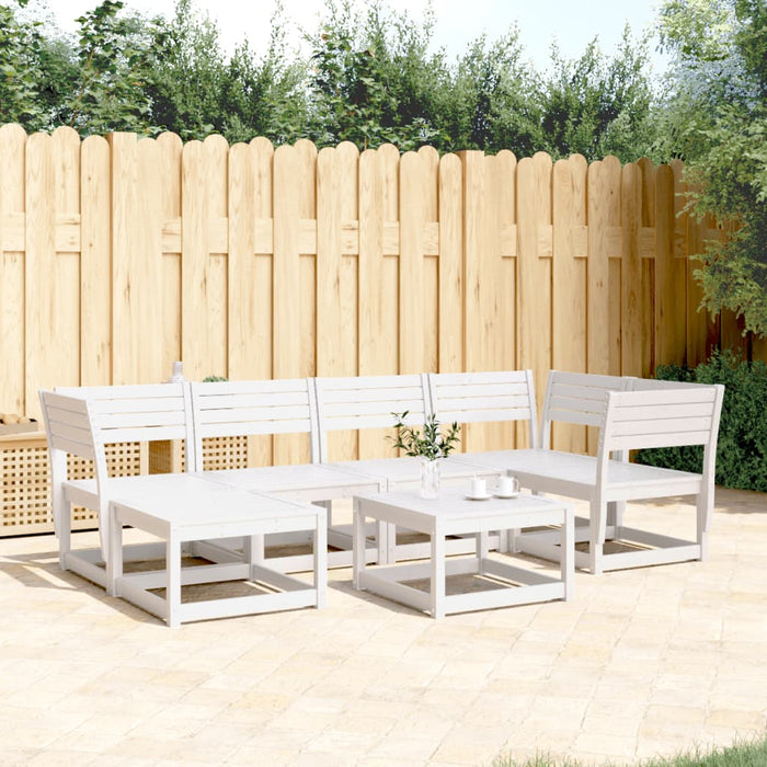 vidaXL 6 Piece Garden Sofa Set White Solid Wood Pine