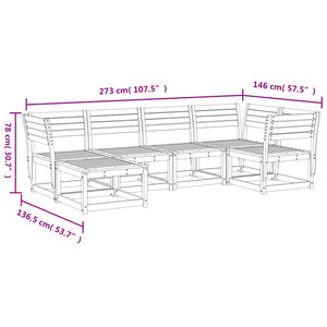 vidaXL 6 Piece Garden Sofa Set Wax Brown Solid Wood Pine