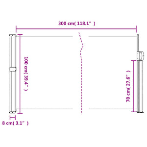 vidaXL Retractable Side Awning Black 100x300 cm