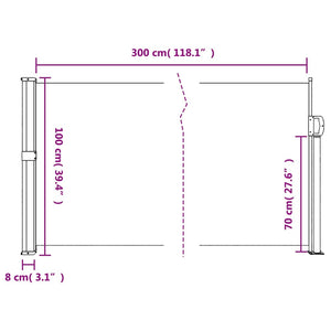 vidaXL Retractable Side Awning Taupe 100x300 cm