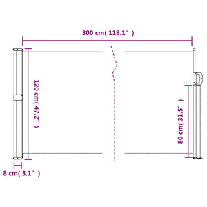 vidaXL Retractable Side Awning Black 120x300 cm