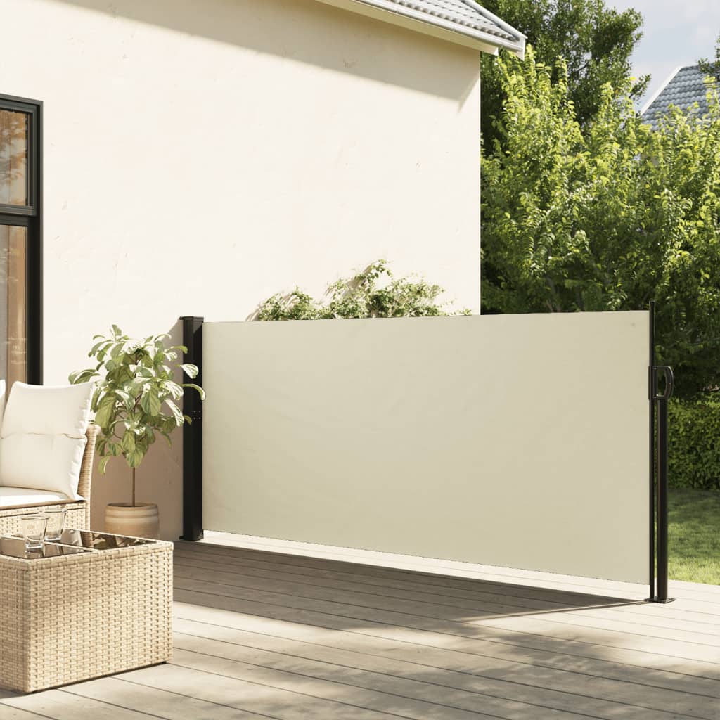 vidaXL Retractable Side Awning Cream 120x300 cm