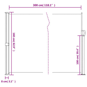 vidaXL Retractable Side Awning Cream 160x300 cm