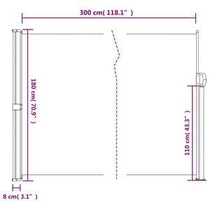 vidaXL Retractable Side Awning Taupe 180x300 cm