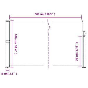 vidaXL Retractable Side Awning Black 100x500 cm