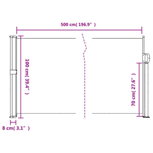 vidaXL Retractable Side Awning Cream 100x500 cm