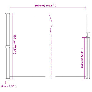 vidaXL Retractable Side Awning Black 180x500 cm