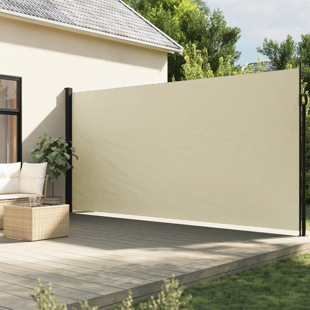 vidaXL Retractable Side Awning Cream 200x500 cm