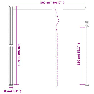 vidaXL Retractable Side Awning Terracotta 220x500 cm