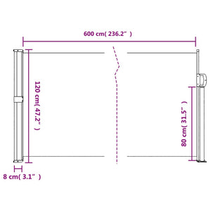 vidaXL Retractable Side Awning Black 120x600 cm