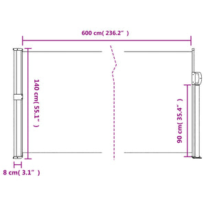 vidaXL Retractable Side Awning Blue 140x600 cm