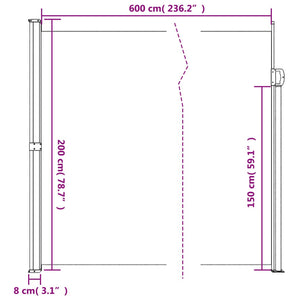 vidaXL Retractable Side Awning Blue 200x600 cm