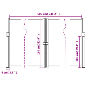 vidaXL Retractable Side Awning Beige 160x600 cm